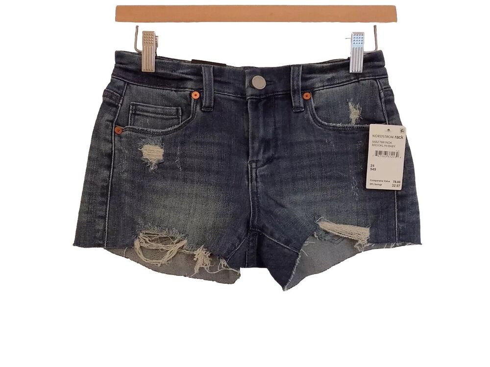 BLANKNYC denim mini shorts distressed cut off THE ASTOR size 24 NWT